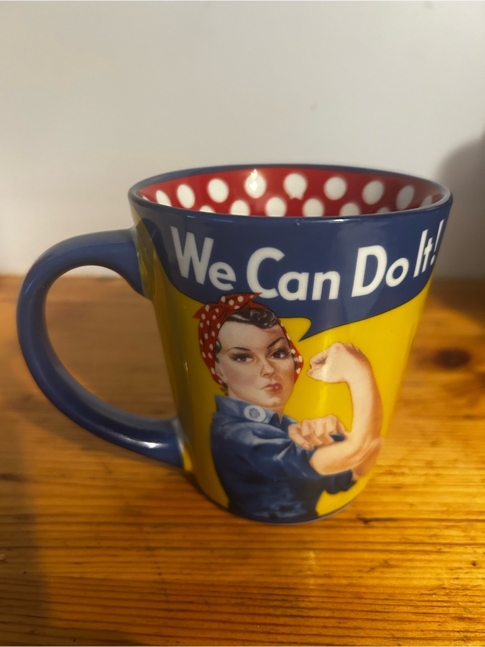We Can Do It! Blue and Yellow Ceramic Mug